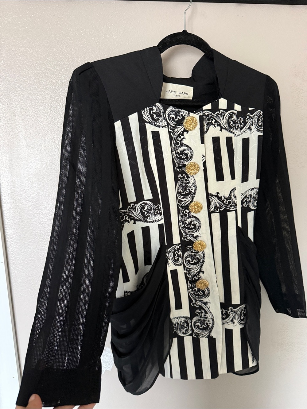 Black & White Striped Peplum Jacket